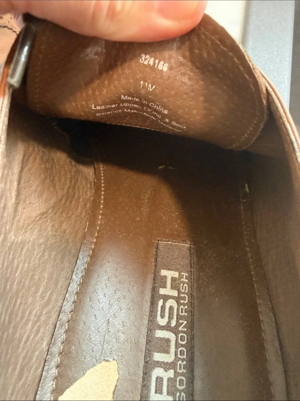 Rush by Gordon Rush men's brown leather wingtip brogue dress shoe size 11